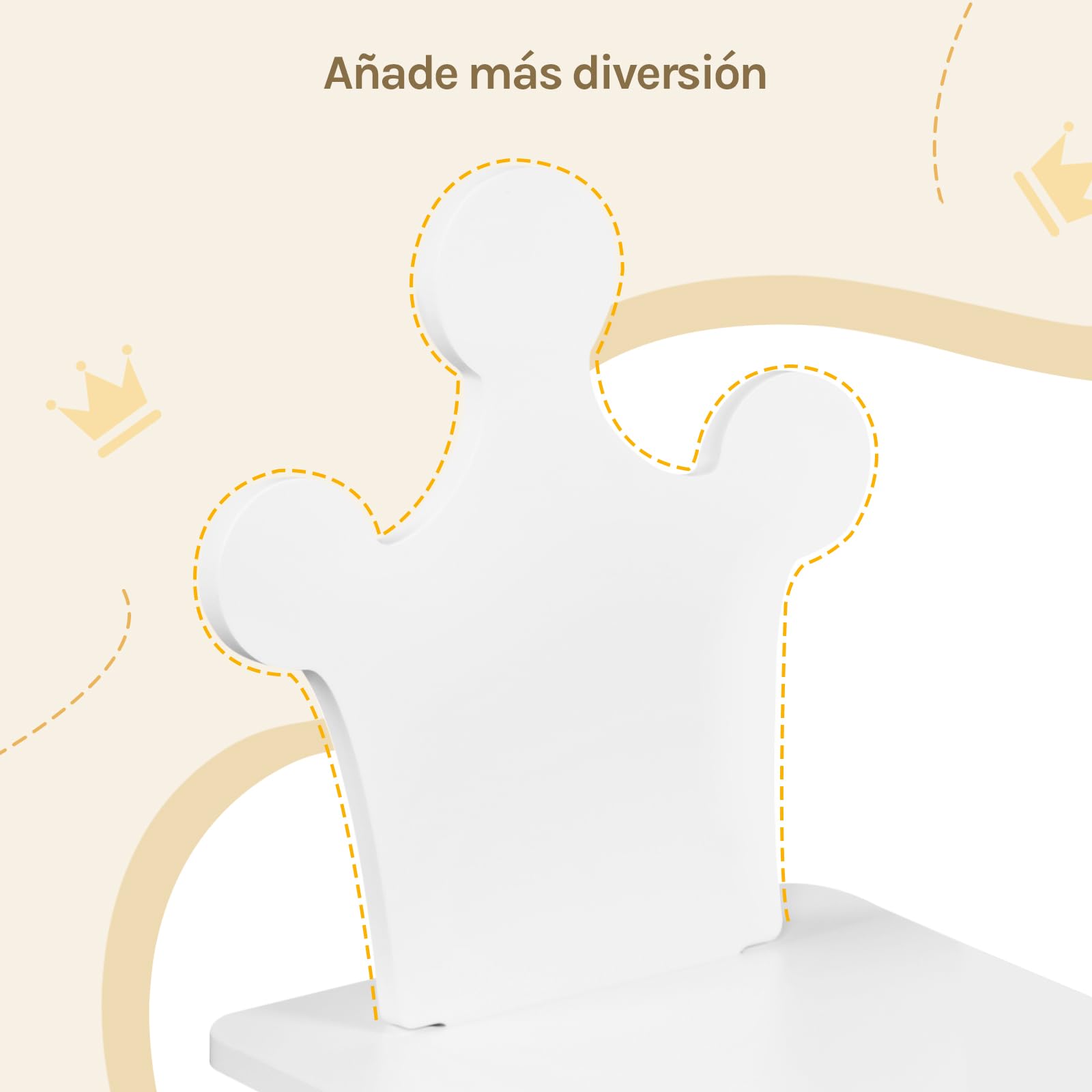 WOLTU WOTU Mesa Infantil con 2 Sillas para Niños, Blanco + Roble Claro