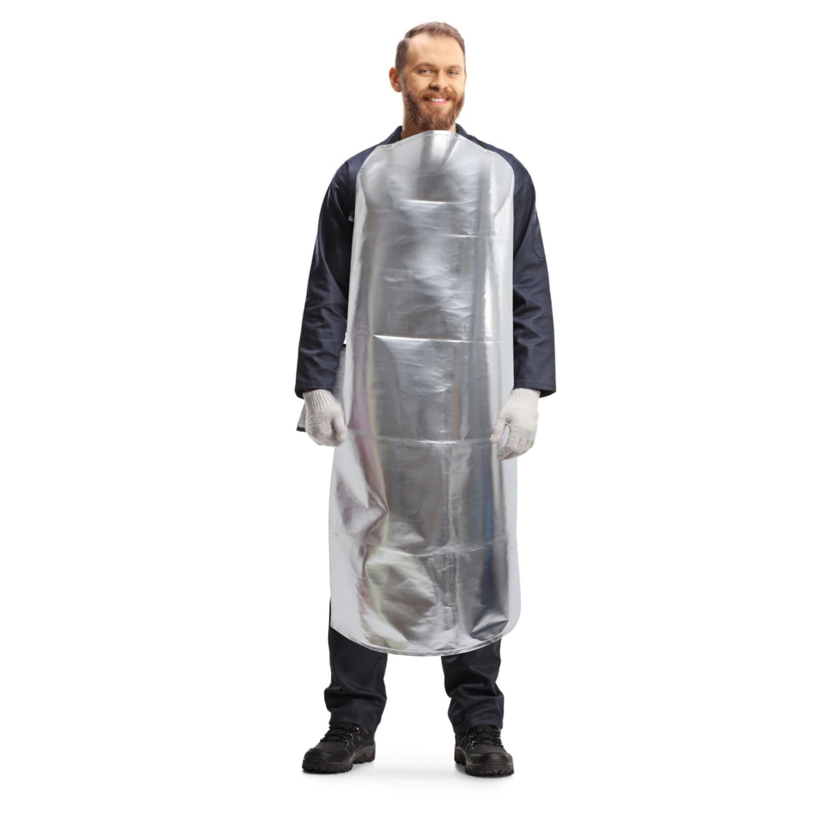 Hitzeschutzschürze Aluminiumfolie Feuerfest Ölresistent Schutzanzug Unisex Verstellbar Werkstattschürze Wärmedämmend Knieumspielend für Schweißen Gießerei Bbq Zufällige Farbe