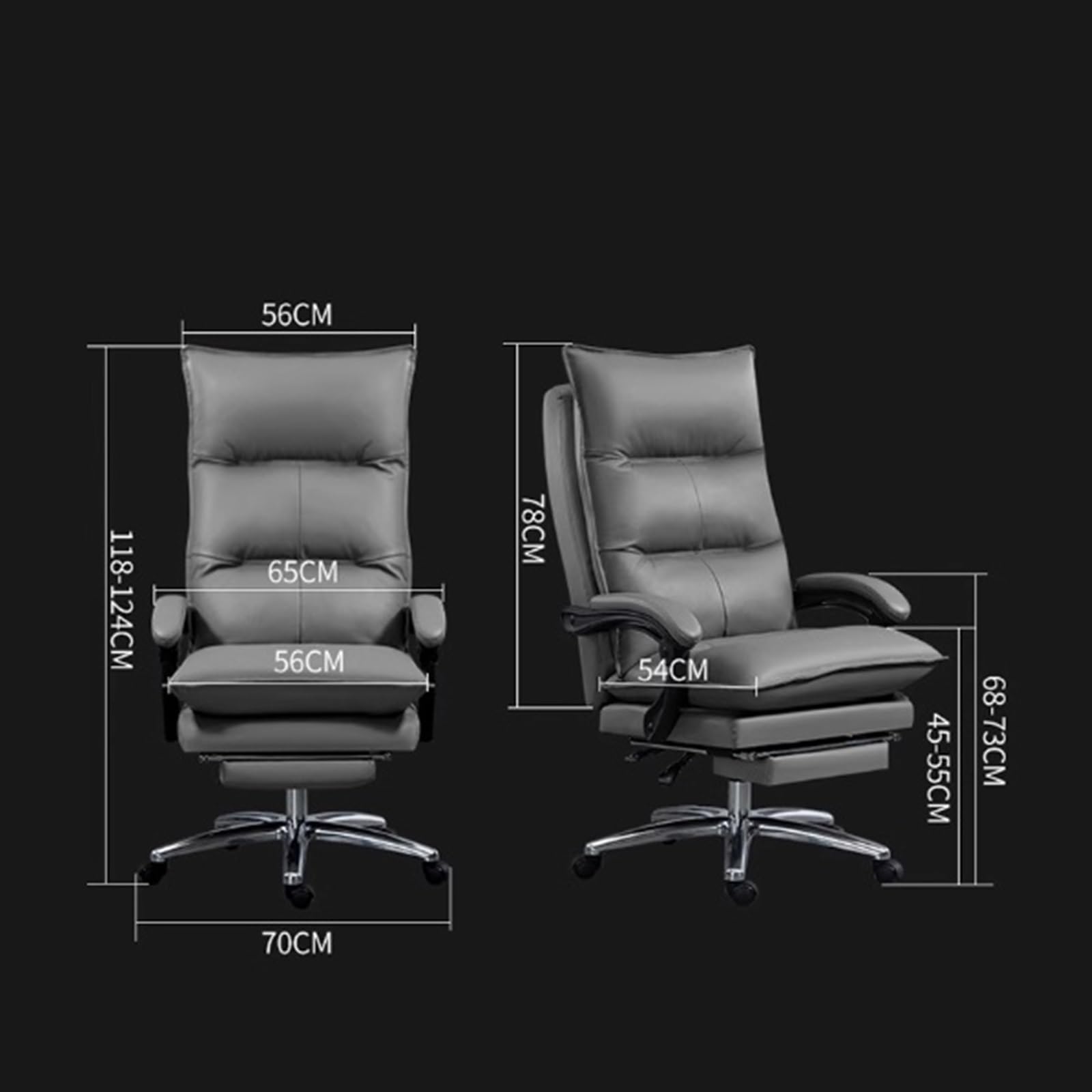 Ergonomiczne krzesło biurowe z wysokim oparciem, skórzane, biurko i krzesło dla graczy, regulowane, obrotowe, do domu i biura, szare