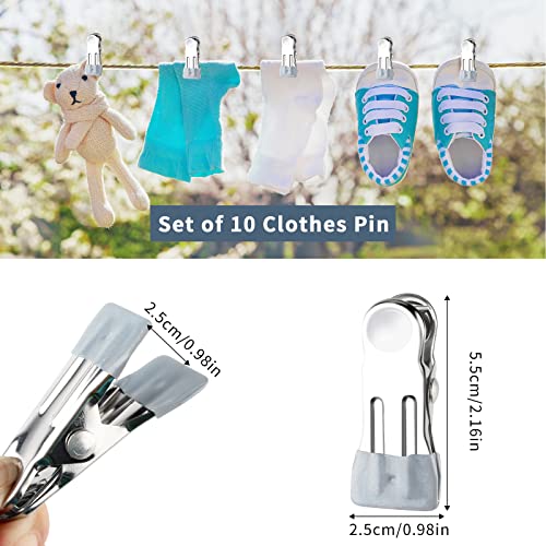 TamBee Clothes Pegs For Washing Line Stainless Steel Clothes Metal Pegs Clips Laundry Pins Clips Strong Metal Storm Jeans Socks Towel Photos - Image 2