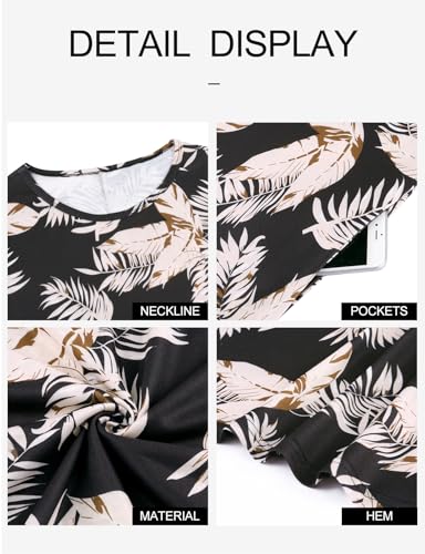 Image of Tanst Sky Womens Casual Round Neck Plus Size Floral Tunic Shirt Dress with Pockets