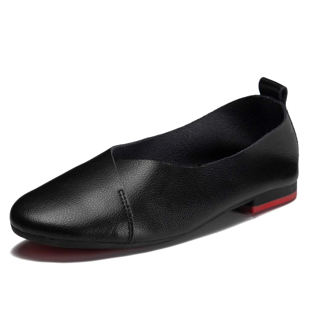 Ruiatoo Women's Flats Shoes Comfort Walking Shoes - Lightweight Glove Shoes for Casual Work Black 40