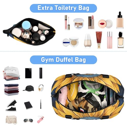 Travel Duffel Gym Sports Luggage Bag Expandable Large Capacity Sunflower 2 Sports Bag for Women and Men4