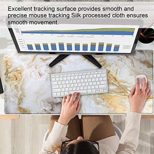 Image of Large Gaming Mouse Pad with Stitched Edges,[27.5x11.8In] Extended Mouse Pad with Non-Slip Natural Rubber Base for Gamer /Desktop /Office /Home (70x30 Marble)