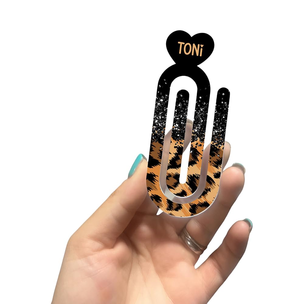Personalised Jumbo Paperclip Bookmark, Paper Clip, Stocking Filler, Secret Santa, Teacher Gift, Birthday, Thank You, Pencil Leopard Print