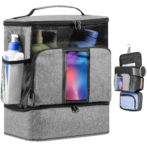 TOPMELON Portable Shower Caddy, Large Capacity Shower Caddy Tote Bag for Travel, College Dorm Room Essentials for Girls & Guys, Quick Drying Hanging Bathroom Caddy for Gym Cover