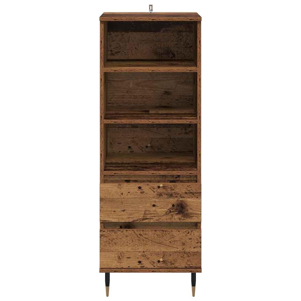 Buffet haut avec tiroirs en bois 40 x 36 x 110 cm, buffet moderne avec espace de rangement, étagère et étagère pour salon, salle à manger, couloir, solution de rangement élégante avec pieds