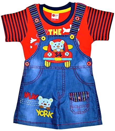 Image of Wise Guys REZA PRODUCTS baby boy & baby girl half sleeves Stylish dungaree set with T-shirt (Pack of 1)