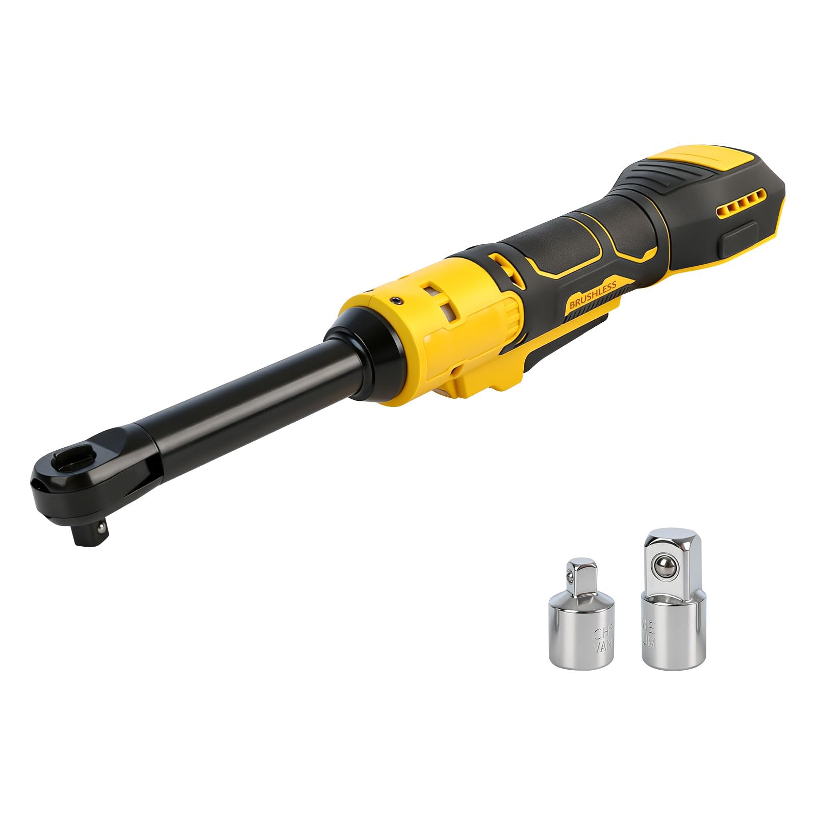 Chiave a cricchetto migliorata a batteria da 3/8" per batteria Dewalt 18 V 20 V, 80 N.m, 320 giri/min, velocità variabile, chiave a cricchetto elettrica allungata con illuminazione a LED