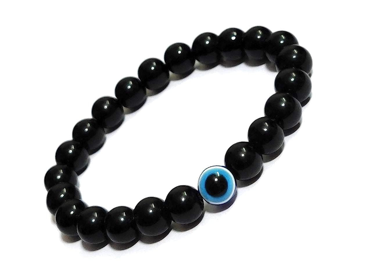 FOLA MOOLYAVAAN PRODUCTS Black Tourmaline Bracelet Evil Eye Natural Healing Stone Gemstone Bracelet for Men & Women, Color Black, Bead Size 8 mm (B0CBC4L2S5) Amazon Price History, Amazon Price Tracker