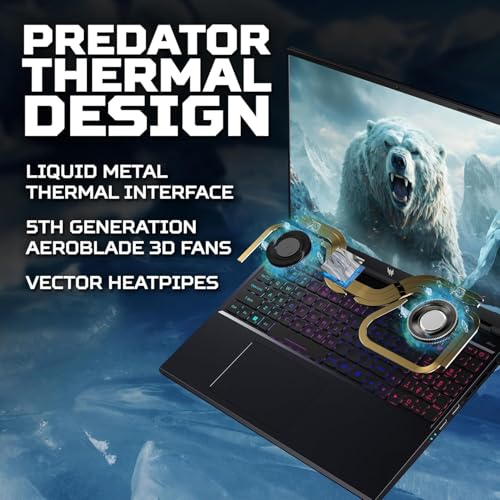 Image of acer Predator Helios 18 Gaming Laptop - 18 inch 2.5K 240Hz 500 nits Display, Intel i9-14900HX, GeForce RTX 4080, 32GB DDR5, 1TB SSD, Microsoft Office Lifetime, Windows 11 Pro, RGB Backlit KB, WiFi 7