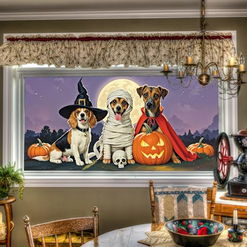 Vinilo decorativo Halloween perros 39.37x17.7 pulgadas miniatura 1