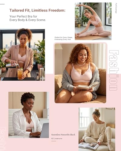 Image of As Fairy Wireless Bras for Women Full Coverage Seamless Scalloped Push Up No Underwire Everyday Bra with Air Holes