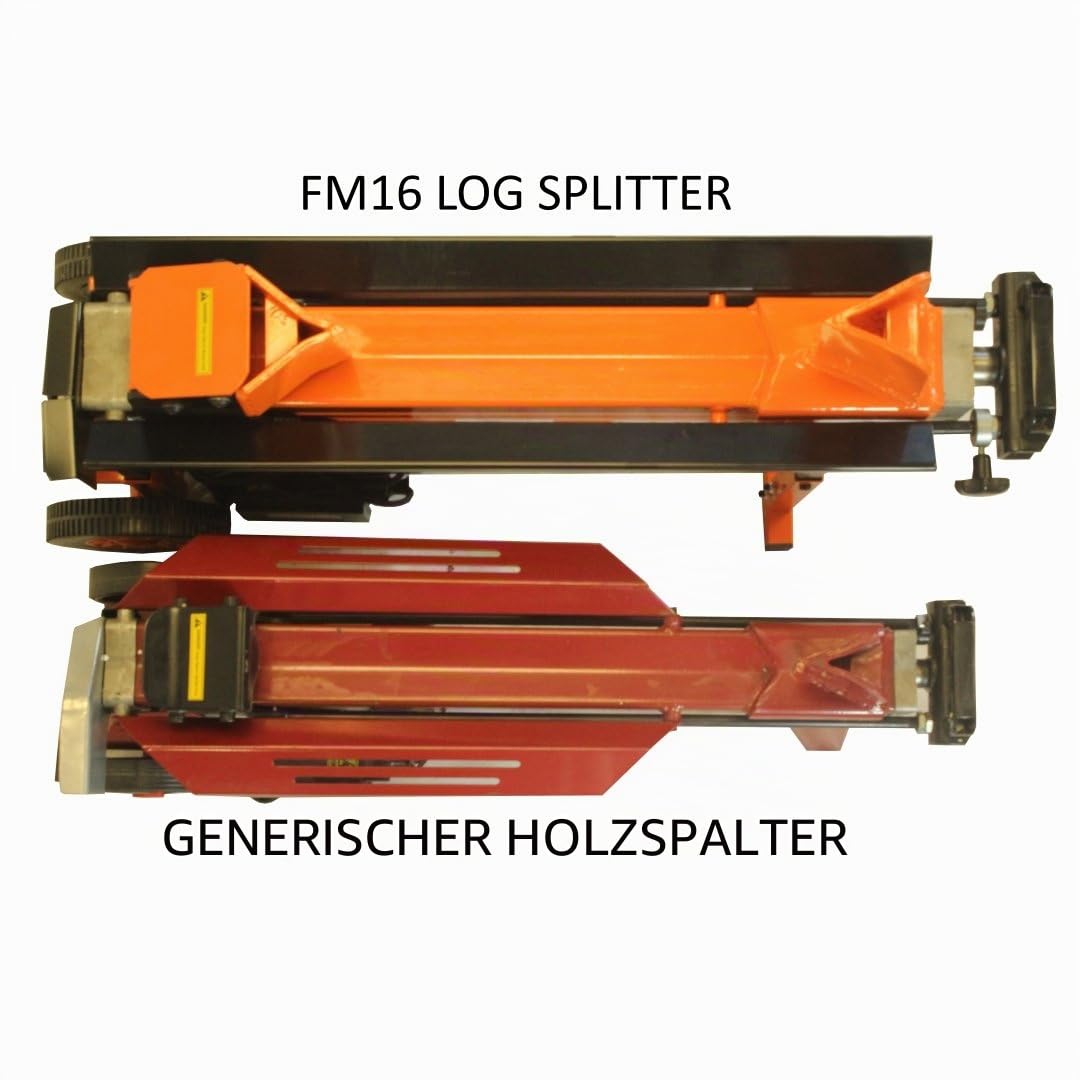 Forest Master FM16D Robustes elektrisches Holzspalter – 8 Tonnen Spaltkraft – Holzscheite bis zu 450 mm – vorgefüllt, gebrauchsfertig – DuoCut-Klinge – 2-Gang-Ramm