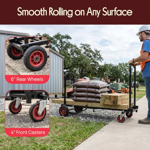 Image of Folding Platform Cart Trolley, Adjustable 27.52-44.25 inch, Heavy Duty 300LBS