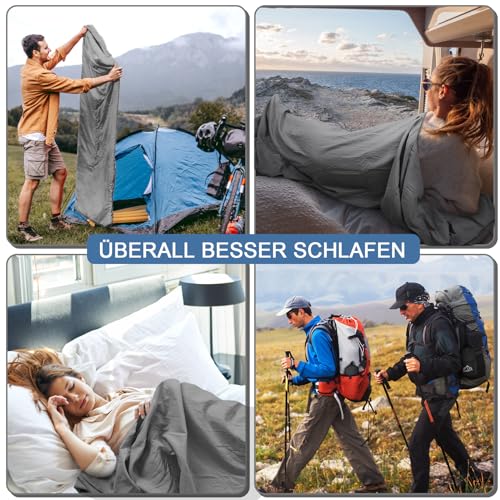 Sleeping Bag Liner, Saco de Dormir para Adultos actualizado con cierre en el pie, sábanas de viaje ligeras y portátiles para camping, ideal para mochila, hostales y camping miniatura 7