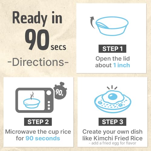 Image of Premium Instant Rice | Sticky Sushi Rice | 0 Trans Fat / 0 Cholesterol / 0 Sodium | Ready in 90 Secs | Gluten-Free | Healthy Sticky White Rice Bowls (Bap) - [WHITE Rice |12 Pack] | Long Shelf Life - O'Food