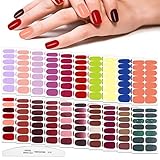 WOKOTO 20 Sheets Solid Nail Polish Strips Full Nail Stickers Wraps For Women Girls Nail Art Polish...