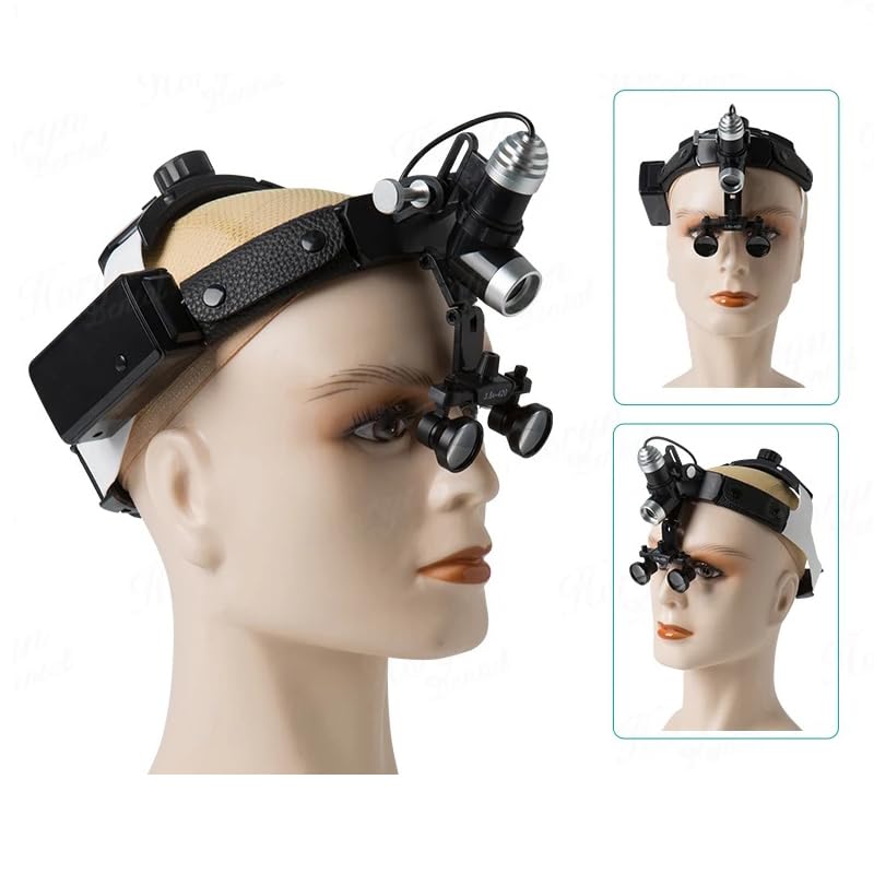 Helmet Dental Loupes with Light High Brightness Medical Headlight Binocular Surgical Magnifier Spot Size Adjustable 2 Batteries (3.5X)