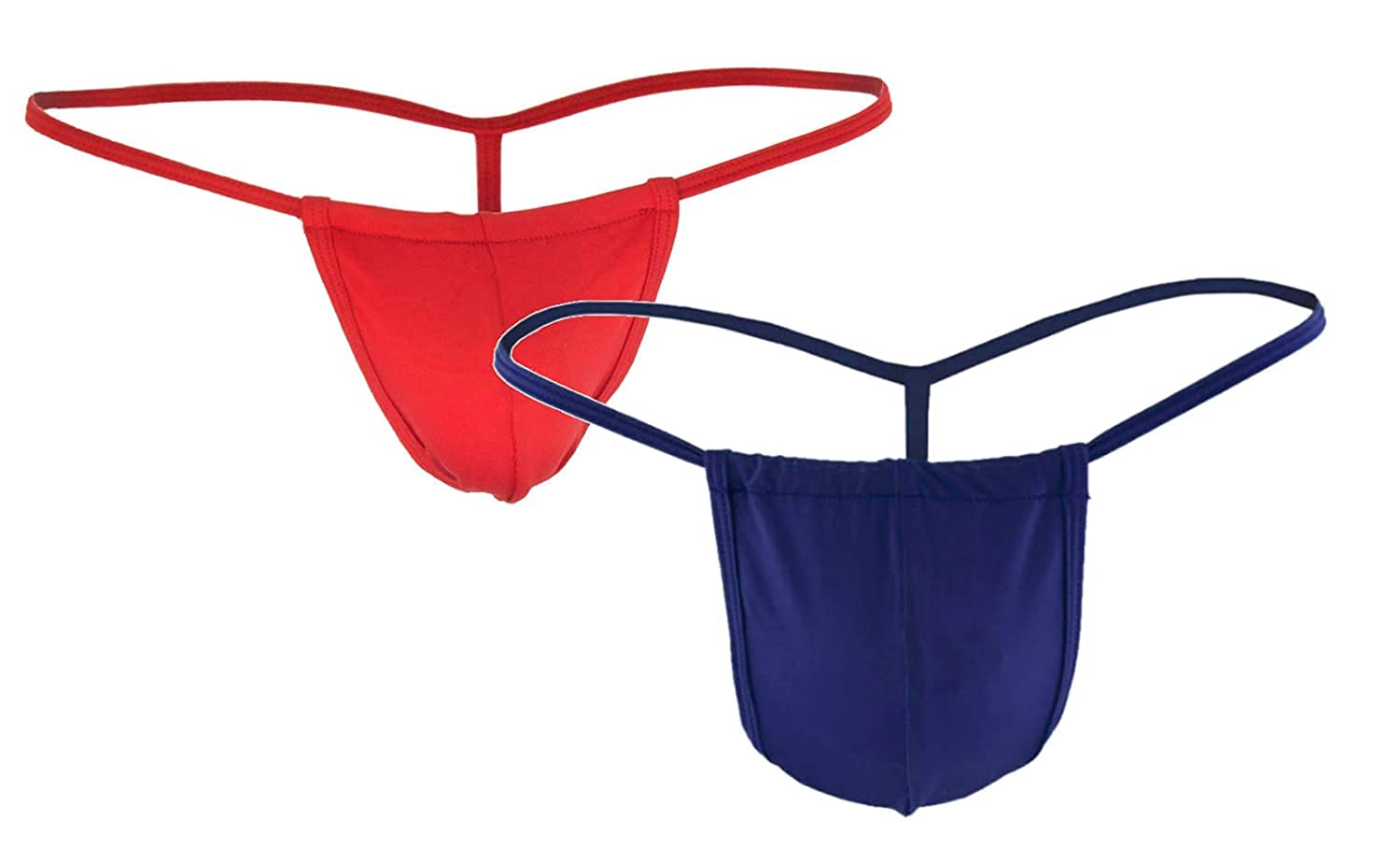 Men's Combo of Polyster Spandex Enhancing Y-Cut Back Thong Underwear , Free Size Fit for S-M-L Waist, Red and Blue Color, 2 Pcs Combo-image-38
