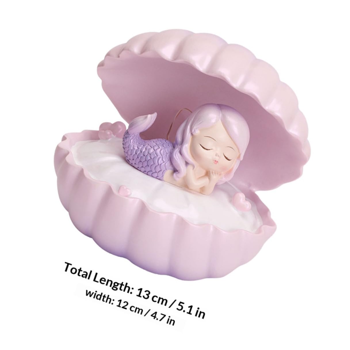 Lámpara de Noche Forma de Sirena de Resina Rosa 1 Pieza | Pila de Botón Incluida, Diseño Concha, Figura Pequeña para Escritorio Color Aleatorio