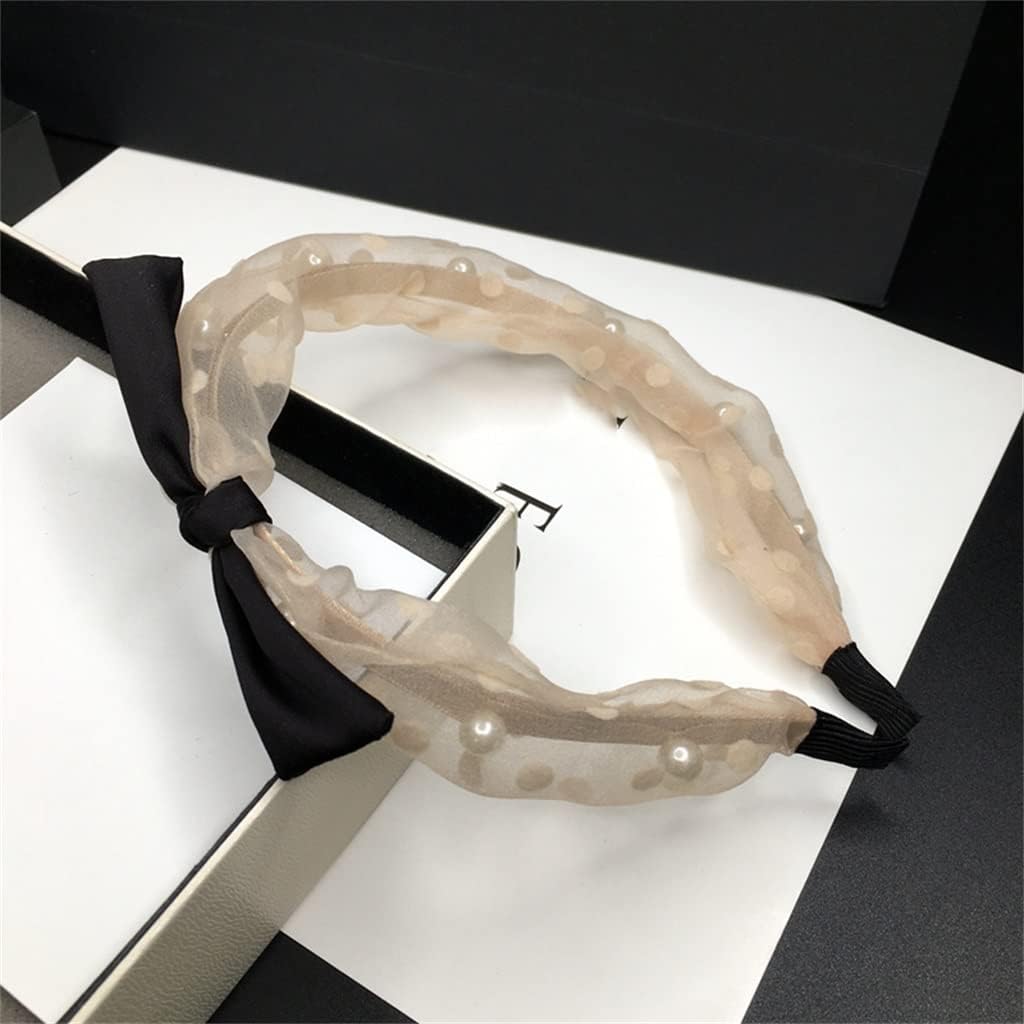 Hairband Bowknot Pearl Beaded Headband Narrow Side Hairpin Going Out with Hair Bundle (Color : D, Size : 1)