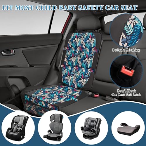 Image of Car Seat Protector for Child Car Seat, 2 Pack Baby Car Seat Covers with Mesh Pockets & Non-Slip Backing 600D Durable Seat Protector Under Baby Car Seat for Car Back Seat (Colorful Leaves, Large)