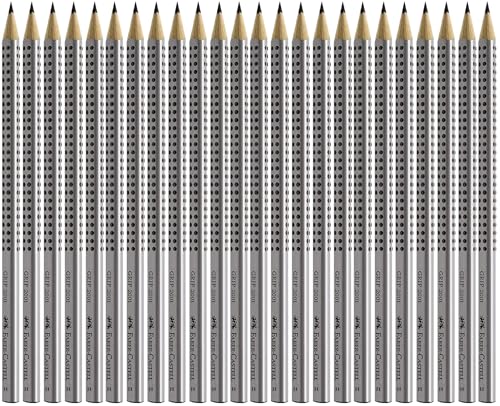 Faber-Castell 117697 - Bleistifte GRIP 2001, Schaftfarbe: silber, schwarz (H, 1 stück (24er Pack))