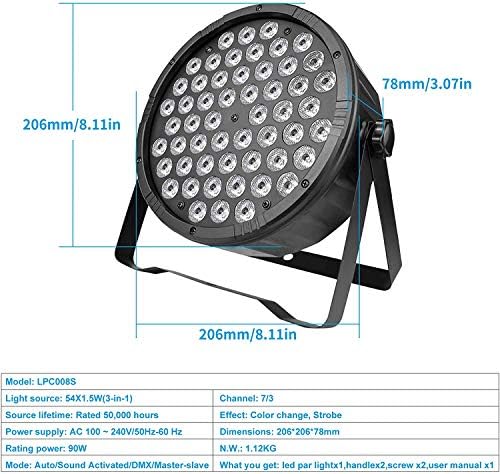 BETOPPER Stage Lights Strobe Lights LED Par Lights 54 * 1.5w RGB 3 in 1 DMX512 Lightweight Disco Light DJ Light for Party Wedding Club Bars Show