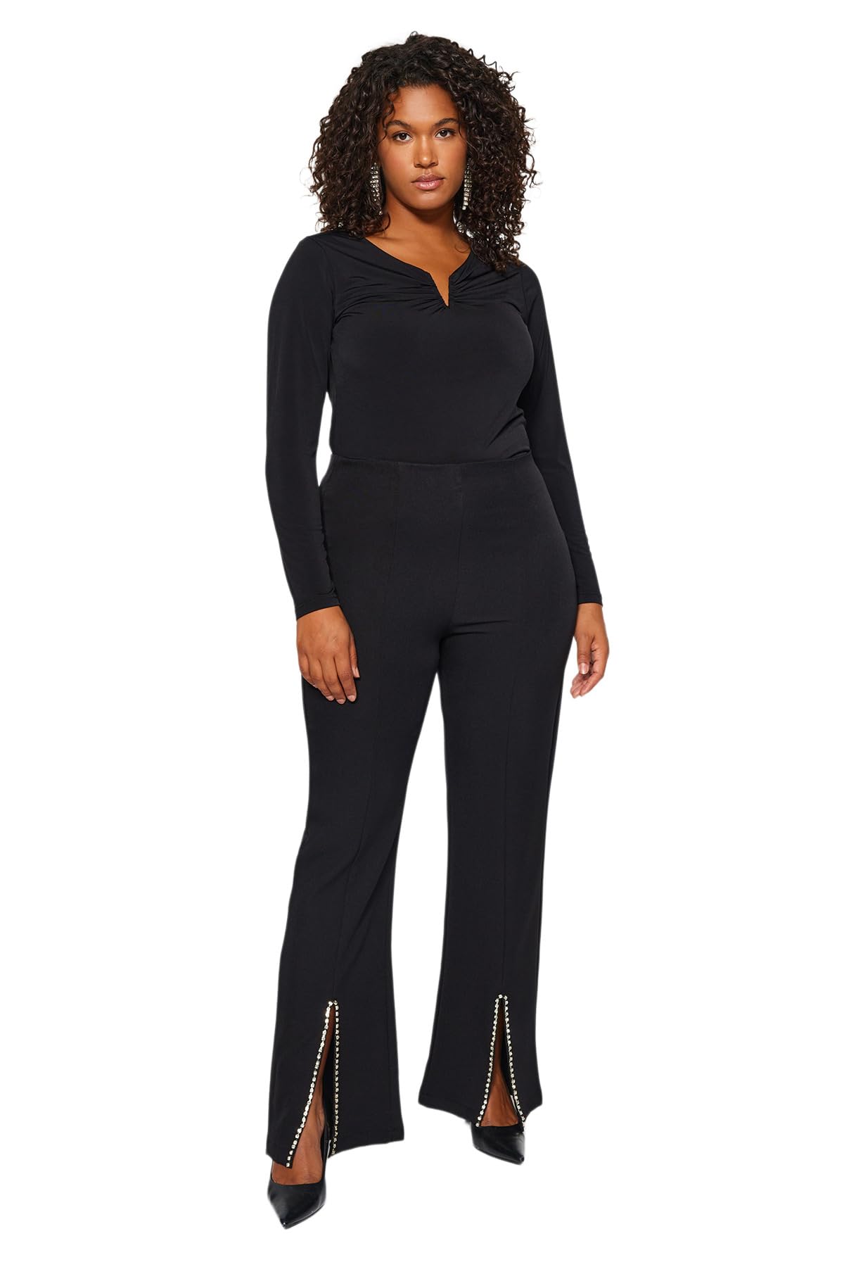 Trendyol Damen Gerade Normale Taille Hosen in Plus Size