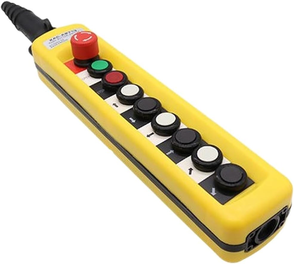 6/8 Button For crane Push Button Switch with Stop Button for Shutdown, Dustproof and Rainproof Design for Harsh Environment Operation (XAC-A8713)