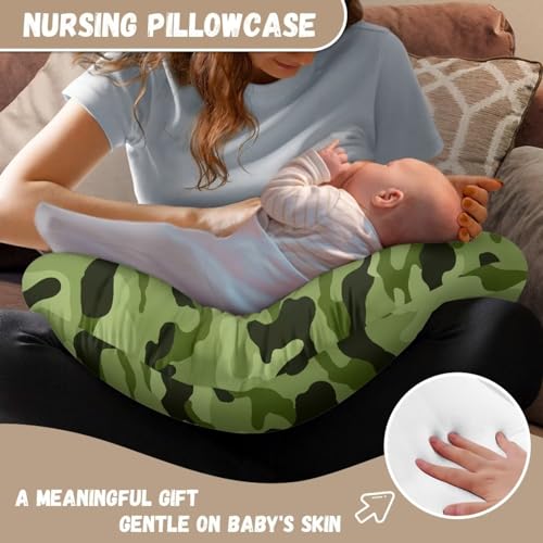 Image of Camo Baby Nursing Pillow Cover for Bottle Feeding, Soft Breastfeeding Pillow Slipcover Easy to Clean Breathable Pillow Cover for Infant Snug