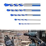 Betonbohrer-Set, Fliesenbohrer, Multi-Konstruktion, Mauerwerk, stoßfest, Hammer-Karbid-Bitspitze...