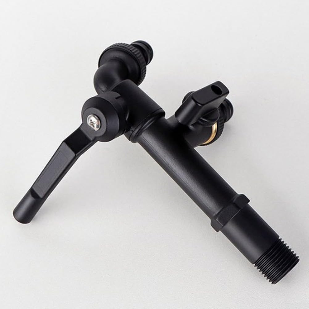 CMBSSTFC Grifo de latón para Exteriores con Salida Doble, Entrada roscada de 1/2", Dos Conectores de Manguera para jardín, Patio, válvula de Flujo de Agua confiable