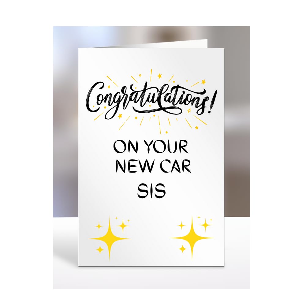 Congratulations on your new car Sis Card, Gifts for Men, Women, Presents for Man, Woman or Person, Greetings Card, A5-126_167 — image 1