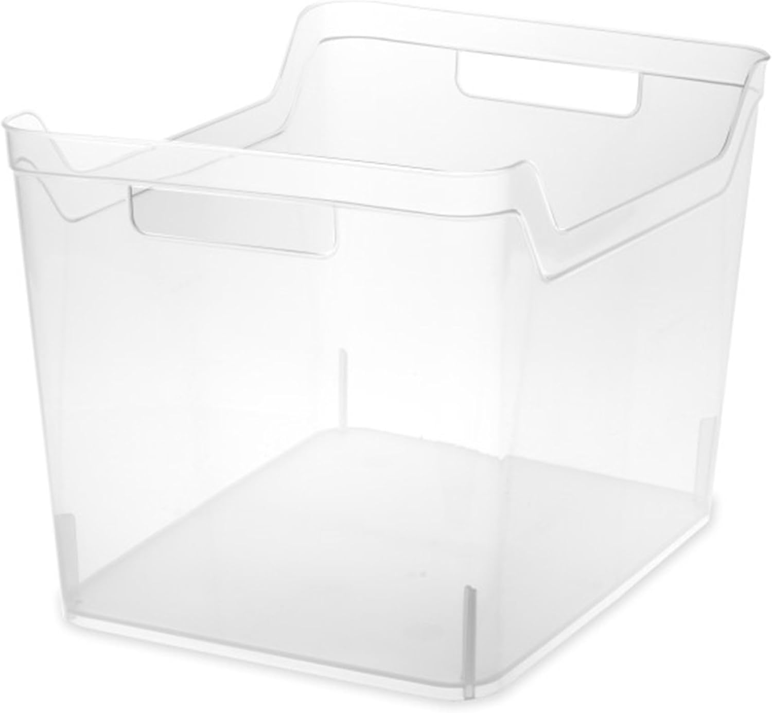 Sterilite Shelf Bin Organizing Plastic Container, Home Kitchen or Office Storage Tote, Open Top Basket with Handles, Clear, 6 Pack