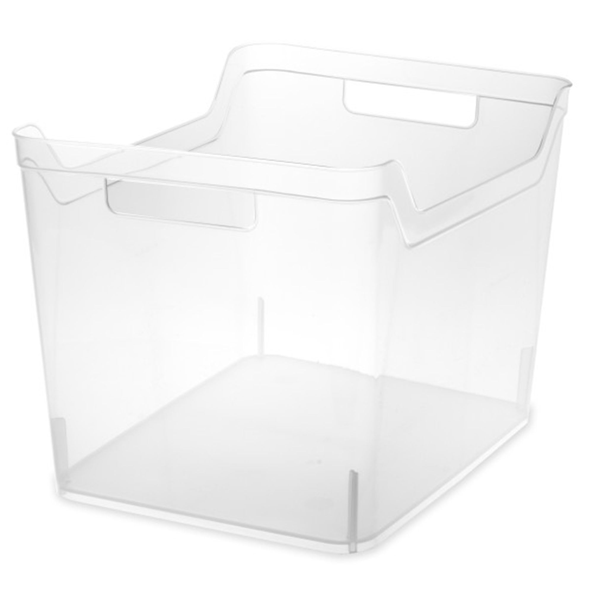 Sterilite Wide Shelf Bin Organizing Plastic Container, Home Kitchen or Office Storage Tote, Open Top Basket with Handles, 18 Pack, Clear