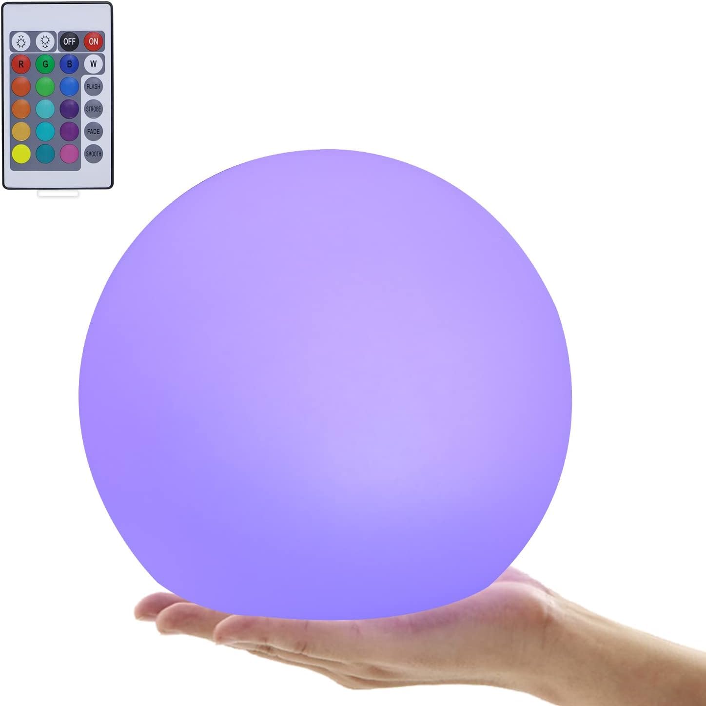 Schwimmende LED-Poolleuchte, 20,3 cm, wiederaufladbar, wasserdicht, Kugel mit Fernbedienung, 16 RGBW-Farben, Whirlpool-Lichter, Poolzubehör (1 Stück)