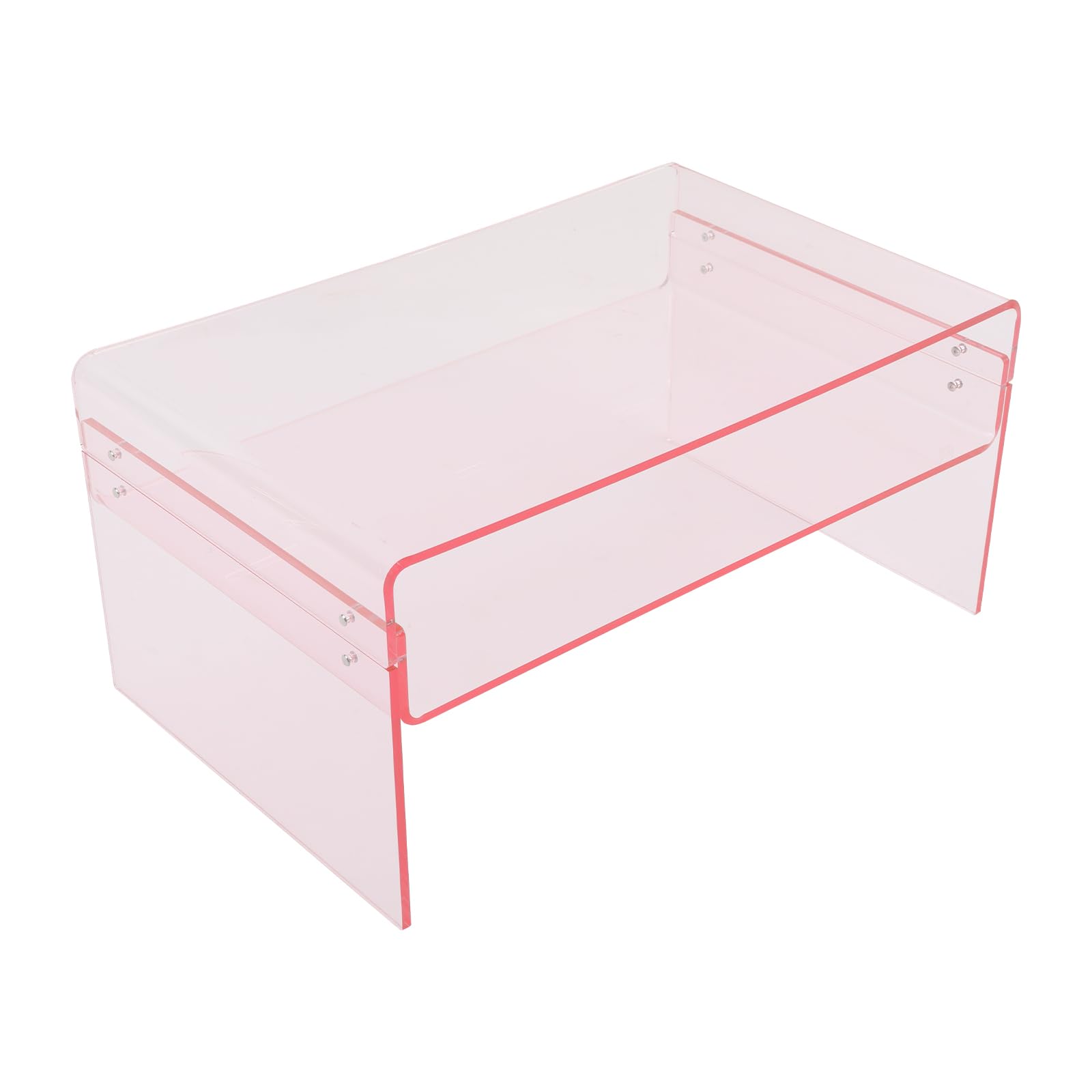 Akrylowy stolik pomocniczy stolik kawowy 80 x 50 x 38 cm 2-stopniowy różowy