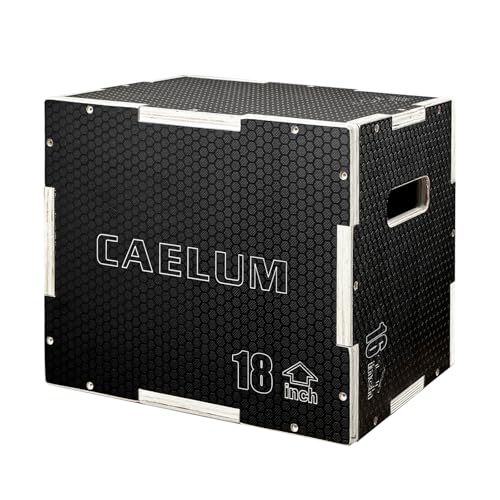 CAELUM 3-in-1 Wooden Plyo Box – Non-Slip Jump Box for Home & Gym, Heavy-Duty 400lbs Plyometric Box for Step-Ups, Squats, Strength & Agility Training Black