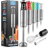 Zulay Kitchen Immersion Blender Handheld 500W - 8 Speed Copper Motor Immersion Hand Blender - Heavy Duty Stick Blender Immersion With Stainless Steel Whisk and Milk Frother Attachments (Black)