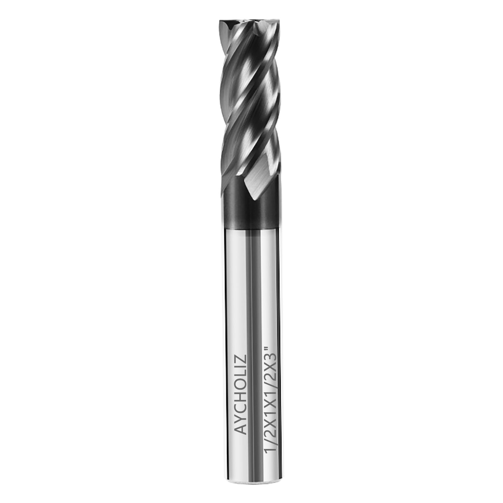 Juego de brocas de carburo de 1,27 cm para aleación y aceros endurecidos, micrograno Hrc55, fresa de 4 flautas con revestimiento AlTiN, brocas de enrutador CNC, brocas de fresado de alto