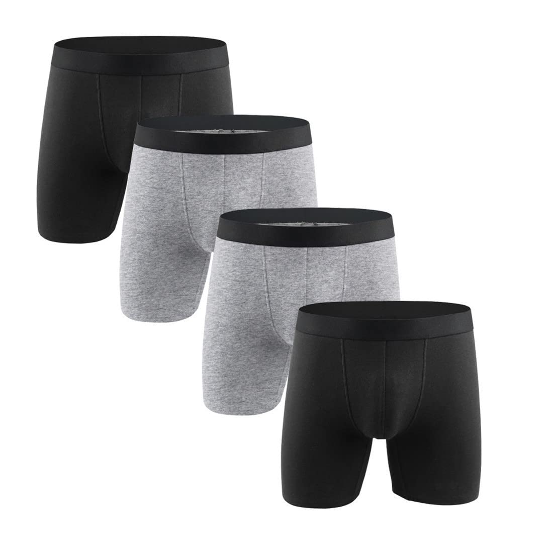 Mutande Uomini Lunghi Pugili Biancheria Intima Cotone Solido Sotto Boxer Uomo Boxershorts 5 Pz/lotto, Wcf07-2grigio2nero, S