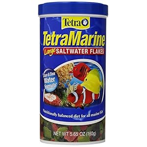 TetraMarine Large Saltwater Flakes, Nutritionally Balanced Fish Food for Saltwater Fish, 5.65 oz