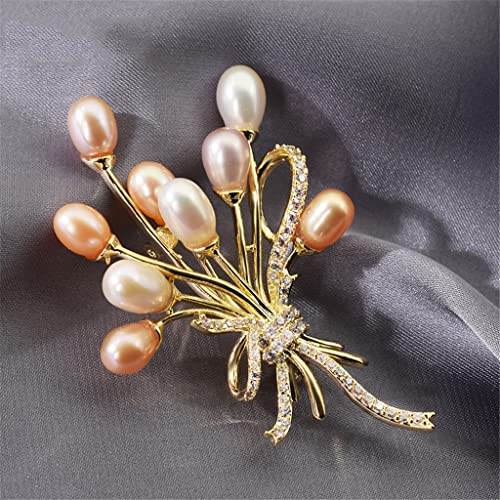 Broche à nœud en Perles d'eau douce, corsage rétro pour manteau pull