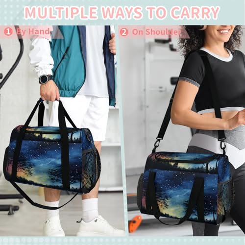 Stars Trees Travel Duffle Bag - Waterproof weekend luggage bag, men's sports and fitness bag, delivery hospital storage bag, overnight luggage bag with pull rod cover3