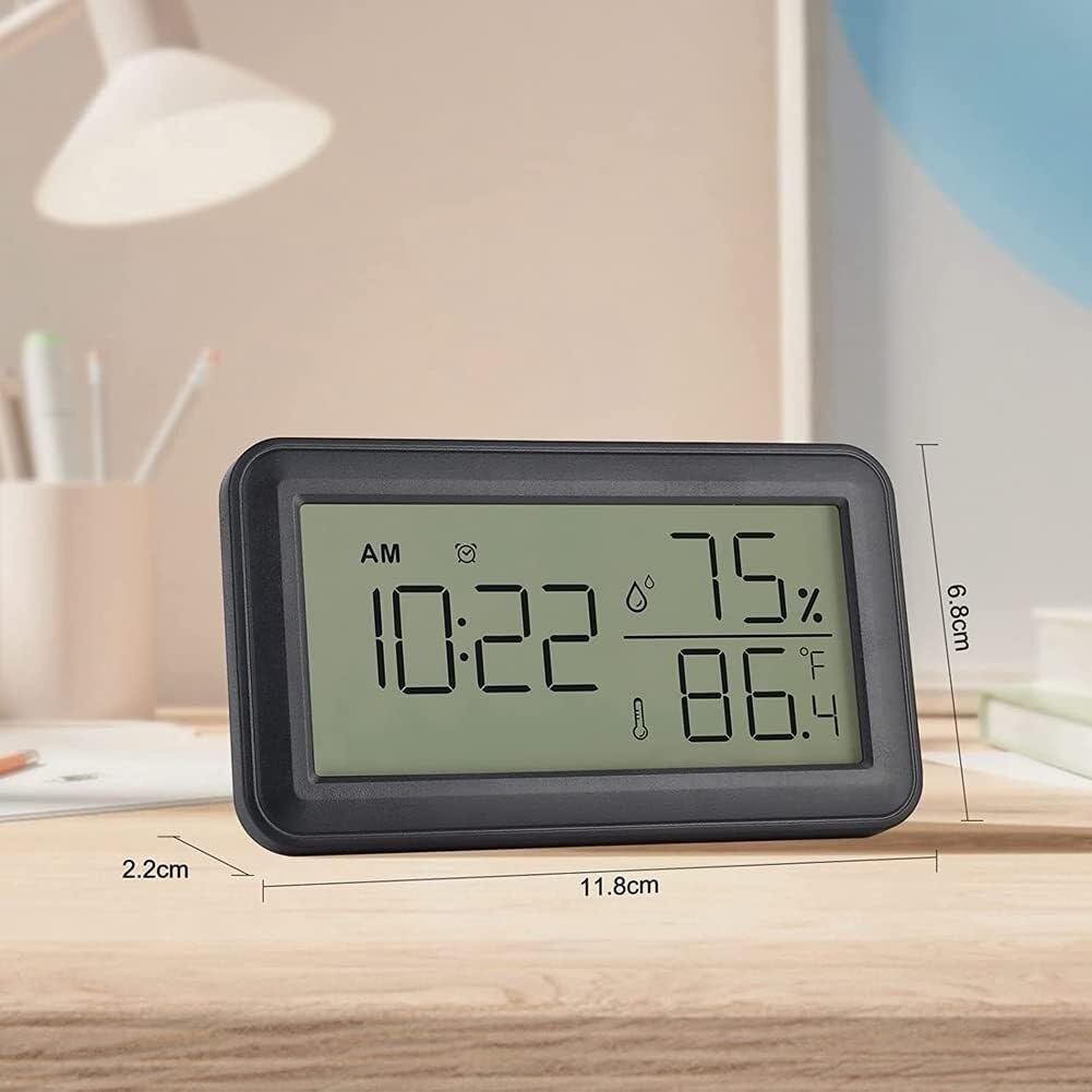 Thermometer Hygrometer Indoor with Alarm Clock, LCD Digital Thermometer, for Room, Living Room, Wine Cellar (White)