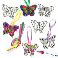 Baker Ross ET815 Ross Suncatcher-Fensterdeko „Schmetterling“ aus Acrylglas zum Basteln und Aufhängen für Kinder ideal für Frühling - 12 Stück, 7cm Farblos