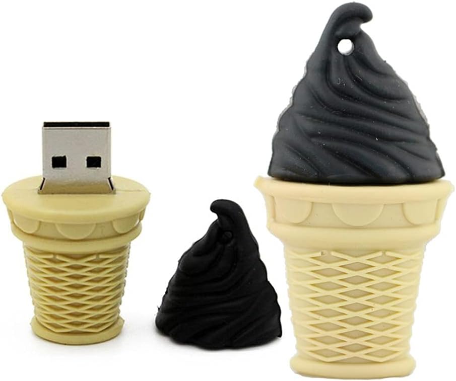 128GB Ice Cream Shape 2.0 Flash Drive USB Flash Drive Memory Stick Thum Drive USB Drive USB Flash Disk U Disk Pen Drive USB Stick PenDrive USB Disk (Black)