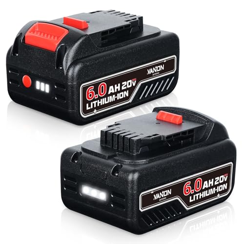 VANON 6.0Ah Replacement for Dewalt 20v Battery Lithium Ion Compatible with Dewalt Battery DCB200 DCB204 DCB206 DCB201 DCB203 DCB181 DCB180 20V DCD/DCF/DCG/DCS Series 2 Pack